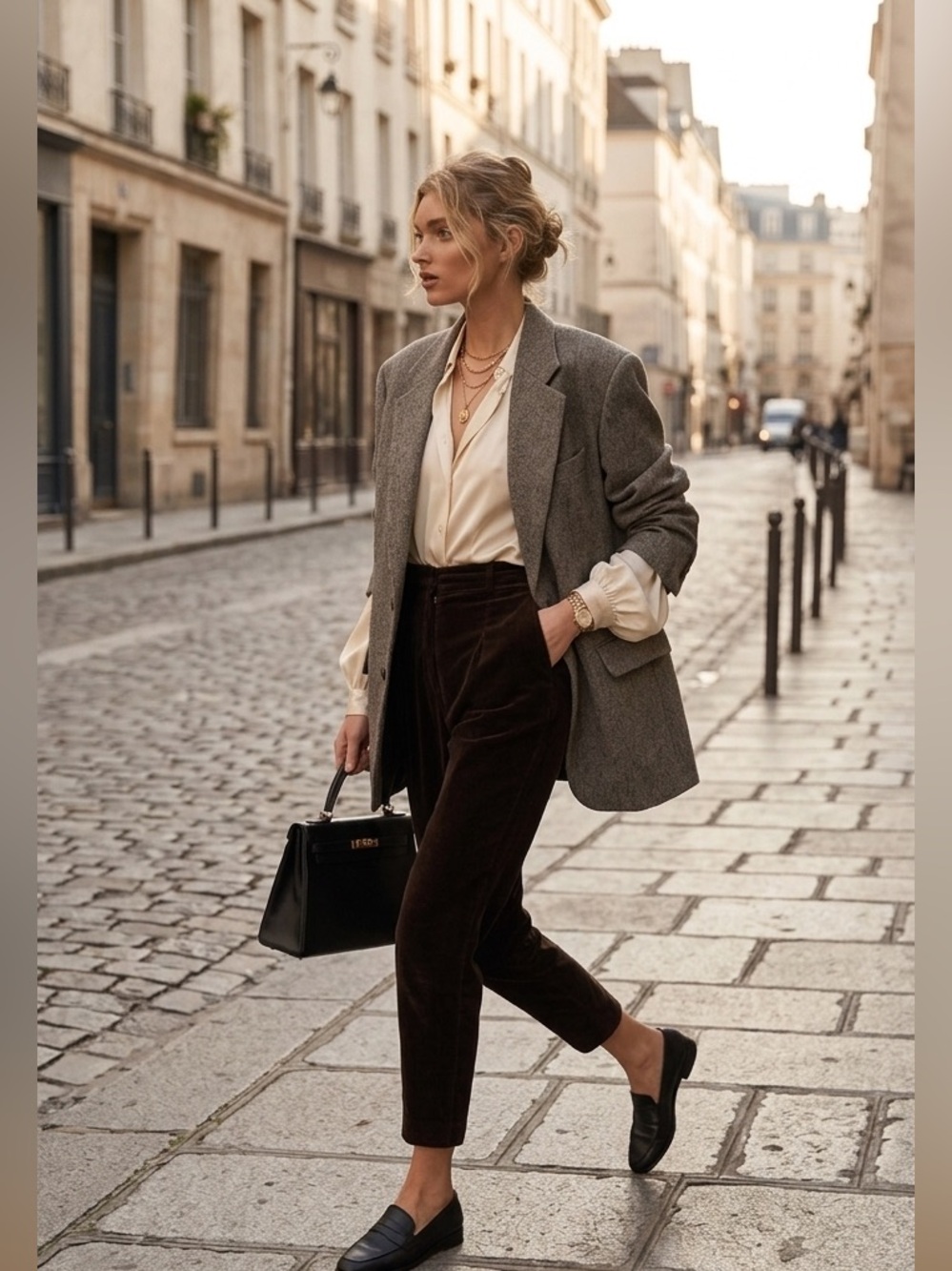 $450 Black Iris Brown Corduroy Tapered Pants XS High Rise Parisian Chic Style
